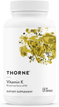 THORNE - Vitamin K - Vitamins K1 and K2 (as MK-4 and MK-7) Capsule Supplement - Supports Strong Bones* - Clinically Studied Ingredients - Third-Party Certified - Gluten Dairy &amp Soy-Free - 60 Caps