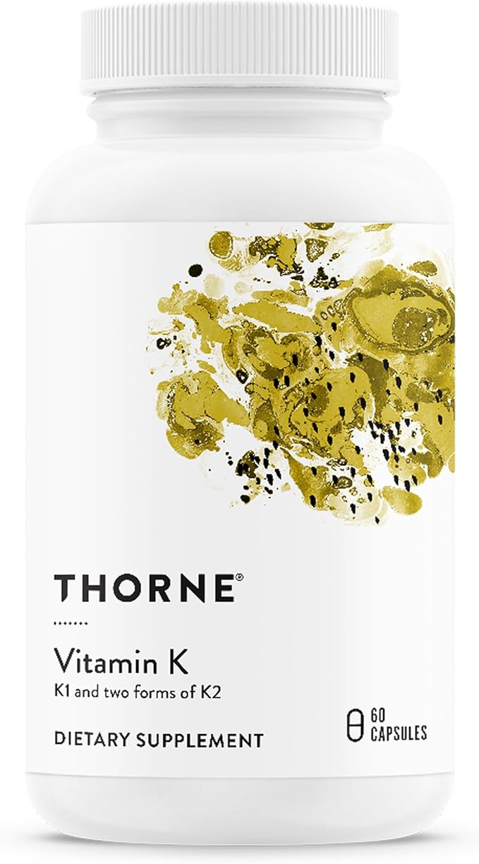 THORNE - Vitamin K - Vitamins K1 and K2 (as MK-4 and MK-7) Capsule Supplement - Supports Strong Bones* - Clinically Studied Ingredients - Third-Party Certified - Gluten Dairy &amp Soy-Free - 60 Caps
