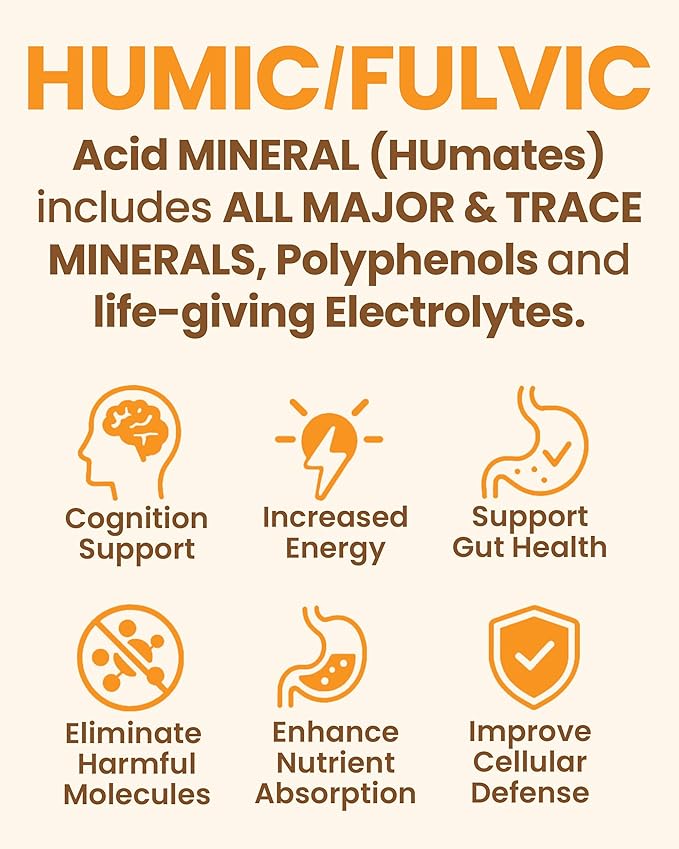Humic &amp Fulvic Acid Supplement Capsules – Organic Plant-Based Acid Fulvic Supplement with Fulvic-Humic Mineral Blend for Detox &amp Absorption 60 ct