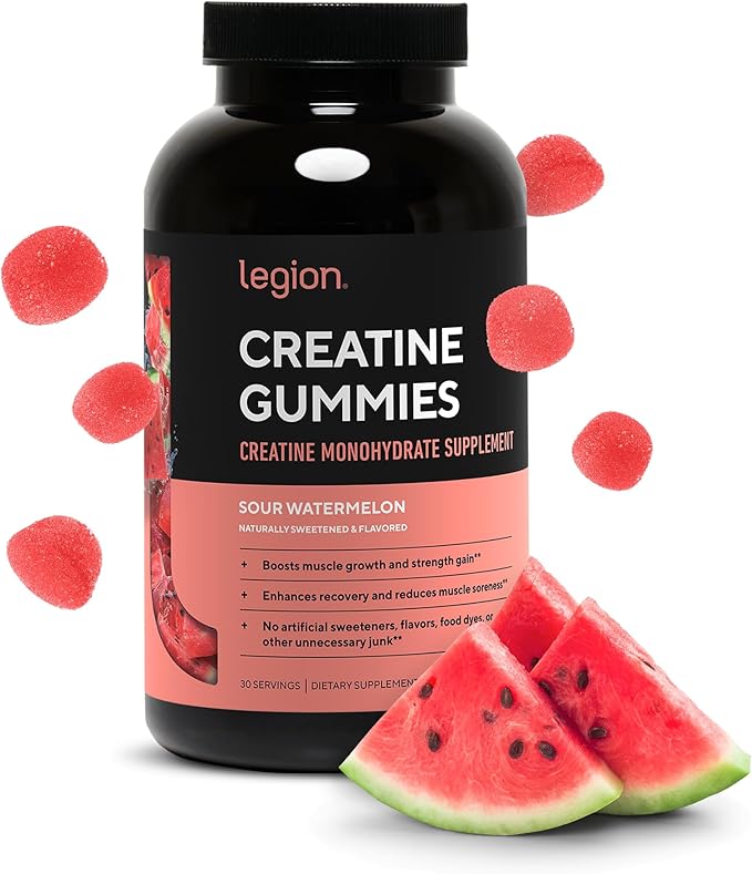 LEGION Creatine Monohydrate Gummies – Clean Chewable Creatine Supplement for Strength Endurance &amp Muscle Recovery – 30 Sour Watermelon Flavor Servings – No Artificial Flavors or Sweeteners
