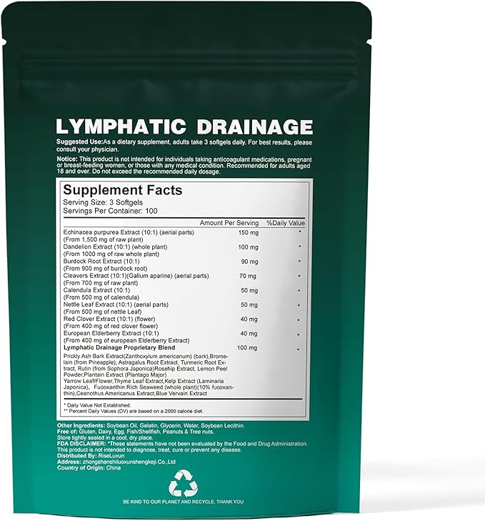 21-in-1 Liposomal Lymphatic Drainage Supplements 200 Day Supply 6000mg Lymph System Support for Women &amp Men with Echinacea Dandelion Burdock Bromelain Calendula Turmeric &amp More 2 Bag