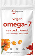 Vegan Omega-7 Sea Buckthorn Oil 240 Vegetarian Softgels | 2-in-1 with Evening Primrose Oil | Plant Based Botanical Oil Blend | Non-GMO Gluten &amp Carrageenan Free