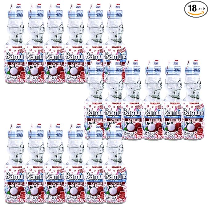 Sangaria Ramune 6.76 Fluid Ounce (Lychee 18 Bottles)
