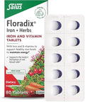 Floradix Iron Tablets - Iron Supplement with B Vitamins Folic Acid Vitamin C &amp More - Energy Support - Vegetarian &amp Gluten-Free - 80 Tablets (80 Servings)