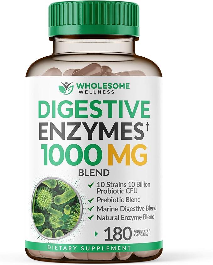 Wholesome Wellness Organic Probiotics 100 Billion CFU + Digestive Enzymes 1000mg with Prebiotics Bundle
