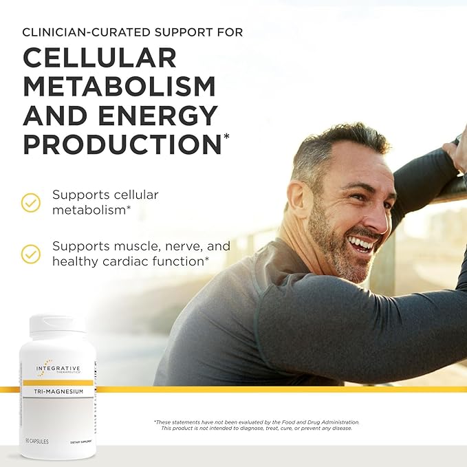 Integrative Therapeutics Tri-Magnesium - Supports Cellular Energy &amp Energy Metabolism* - Magnesium Supplement for Heart &amp Nerve Health Support* - Third-Party Tested - 180 Capsules (180 Serving