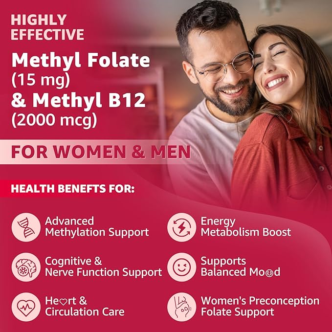 Digestive Enzymes Gummies + L-Methylfolate 15mg Plus Methyl B12 2000mcg Gummies
