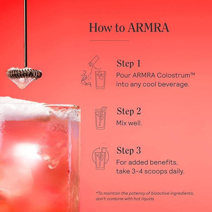 ARMRA Colostrum Powder | Vine Watermelon | Gut Health &amp Bloating | Skin &amp Hair | Immunity | Keto Gluten &amp Fat-Free | 60 Servings
