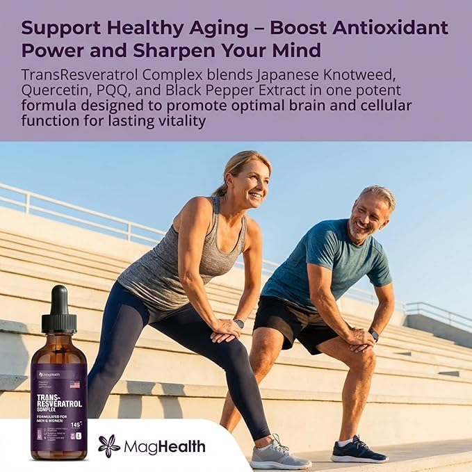 Trans-Resveratrol with PQQ Quercetin &amp Black Pepper Tincture | 3rd Party Tested | Cellular Energy &amp Heart Health Support | Sourced from Japanese Knotweed - 2 oz (60 Servings)
