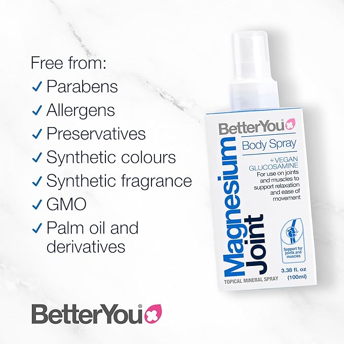 BetterYou Muscle and Joint Bundle - Magnesium Joint and Magnesium Muscle Body Spray - Essential Oils Spray Soothes Tired Muscles Instantly - 2 pc