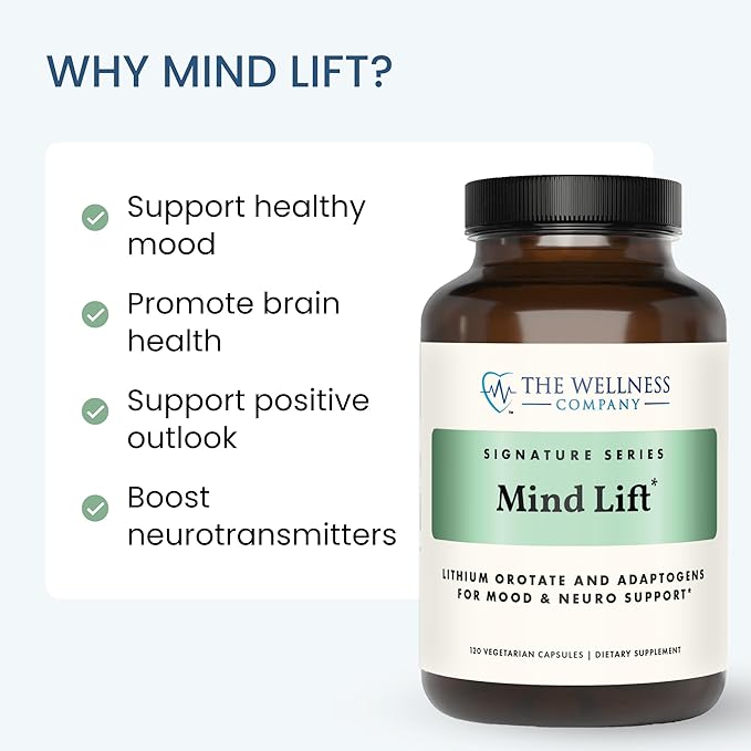 Mind Lift - Mood Boost Mental Focus Cognitive Defense - Lithium GABA DHA L-Phenylalanine | 60ct (1 Month Supply)