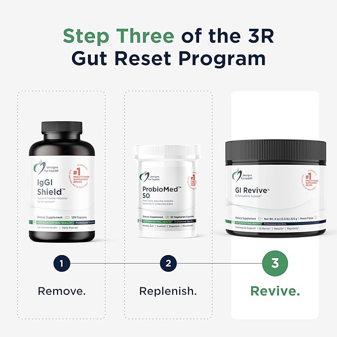 Designs for Health GI Revive Gut Health Powder - L Glutamine &amp Citrus Pectin for Digestive Health + Slippery Elm Marshmallow Root &amp Cat's Claw for Healthy Intestinal &amp Gut Lining Support*