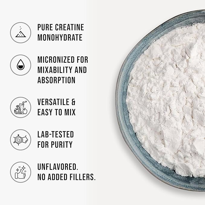 Pure Creatine Monohydrate Powder 2.4 lb Micronized Unflavored Creatine for Women and Men Fine Texture Bulk Creatine Powder for Smooth Mixing &amp Easy Dissolve Pre Workout Vegan Friendly 1100g