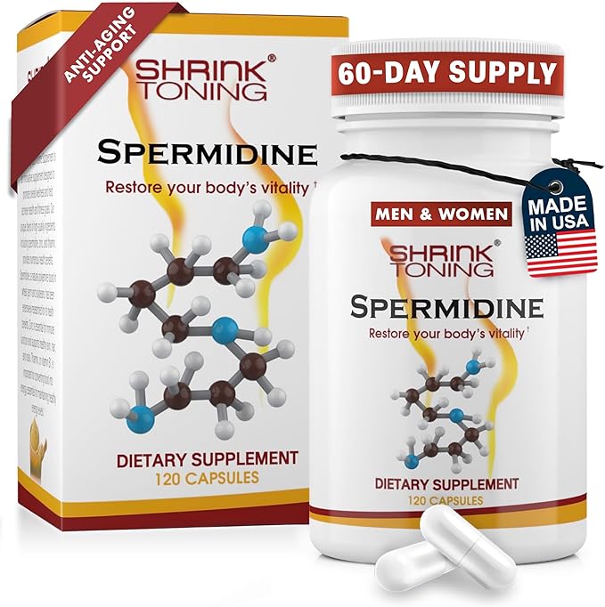 Shrink Spermidine Supplements Skin &amp Anti-Aging Support – 120 Vegan Caps 100% Natural Polyamine for Men and Women Overall Wellness – Non-GMO USA Made – with High Spermidine Zinc &amp Thiamin