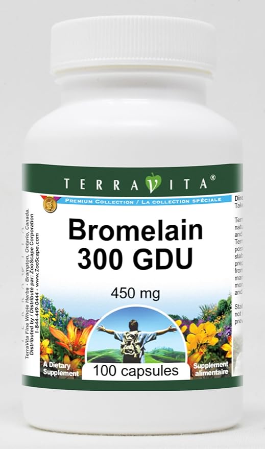 Bromelain 300 GDU - 450 mg (100 Capsules ZIN: 519383) - 3 Pack