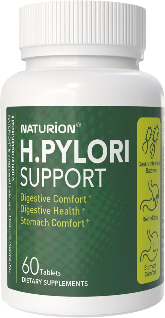 H. Pylori Support - Digestive Health Supplement with G-FOS Blend Whey Protein Licorice Mastic Gum Vitamin U and Vitamin B2 - Stomach Comfort &amp Gut Balance - 60 Tablets 30 Day Supply