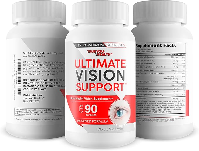 Ultimate Vision Support - Our Best Improved Formula Eyesight Supplement - Vitamin A Lutein and Zeaxanthin Supplements - Eye Vision Focus Supplement for Eyes Vitamins for Clear Vision Pills