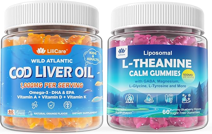 Cod Liver Oil Gummies &amp Liposomal L Theanine 500mg Gummies