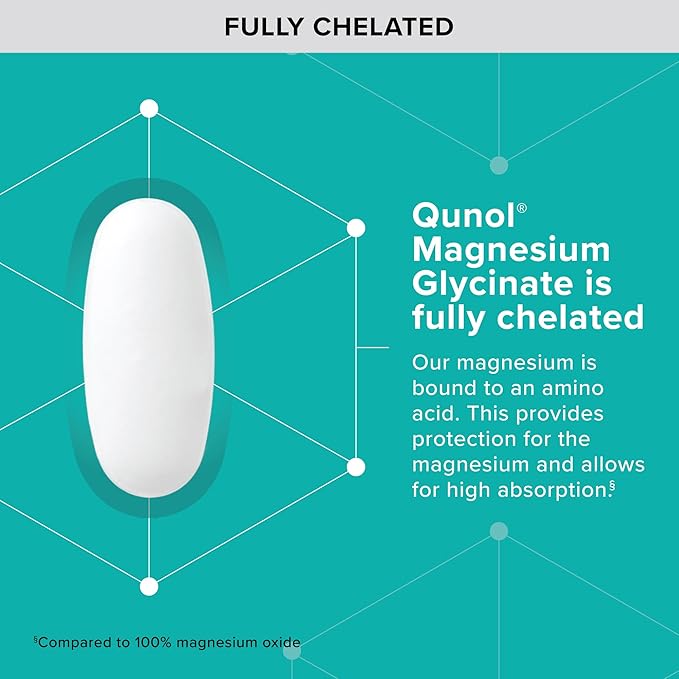 Qunol Magnesium Glycinate 300mg 100% Glycinate Chelated Magnesium Supplement 150ct Tablets