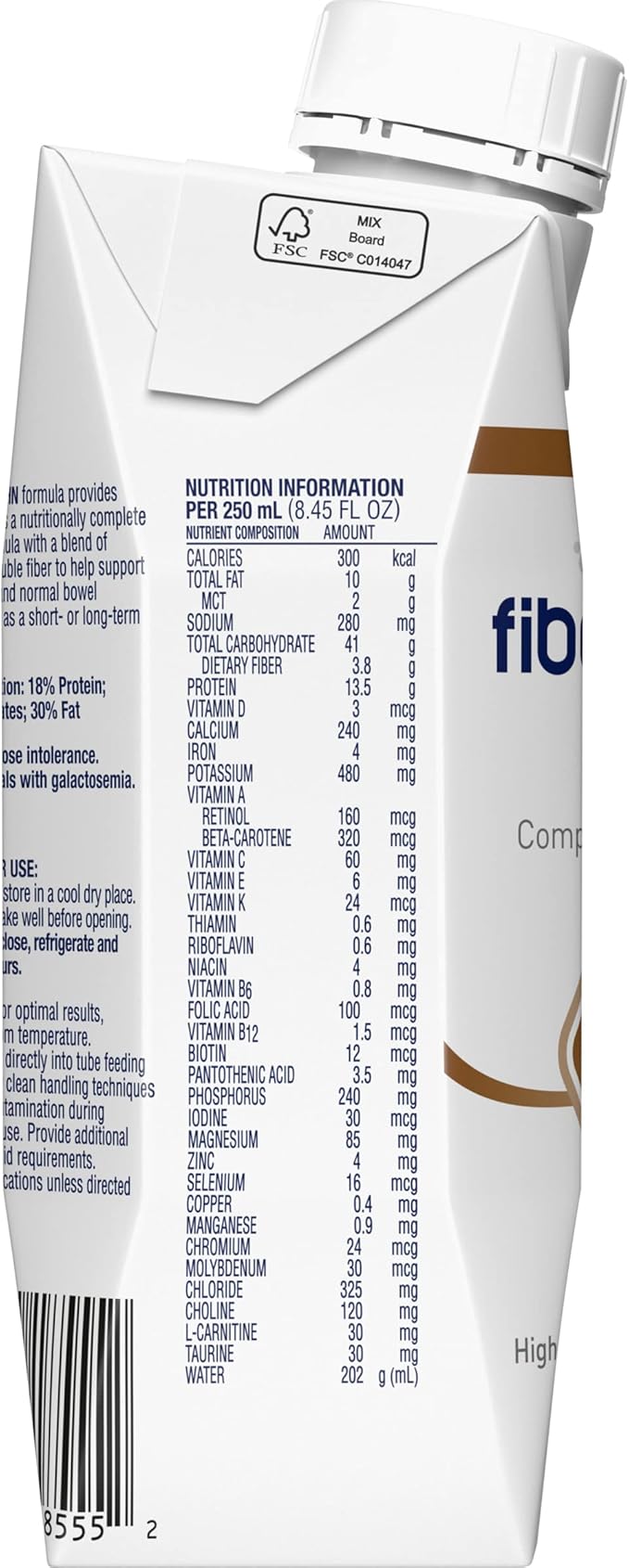 FIBERSOURCE HN High Nitrogen Complete Nutrition with Fiber Tube Feeding Formula (1.2 kcal/mL) Unflavored 8.45 Fl Oz Pack of 24