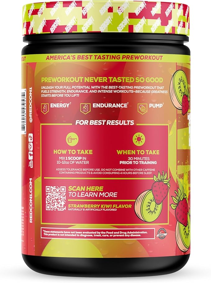 REDCON1 Total War Reloaded Pre Workout Strawberry Kiwi - Creatine Beta Alanine + L-Citrulline Malate Keto Friendly for Men &amp Women with 350mg of Caffeine - Fast Acting (30 Servings)