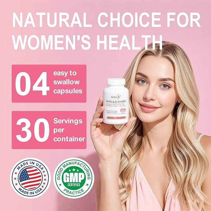 Myo-Inositol &amp D-Chiro Inositol (40:1 Ratio) - Supports Cycle Regularity &amp Ovarian Function - 240 Capsules 60-Day Routine Bundle