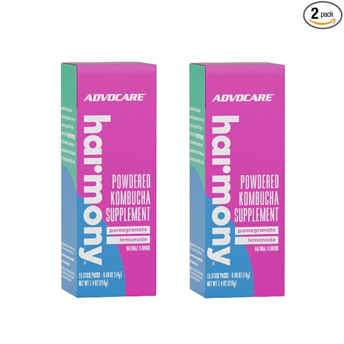 AdvoCare Harmony - Powdered Kombucha Supplement - Pomegranate Lemonade - 15 Stick Packs - O.48 Oz (Pack of 2)