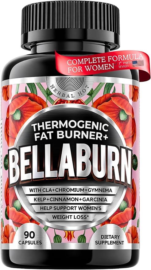 Bellaburn - Belly Fat Burner for Women Appetite Suppressant for Weight Loss Metabolism Booster Thermogenic Fat Burners Diet Pills that Work Fast Weight Loss Pills USA Made 3rd Party-Tested