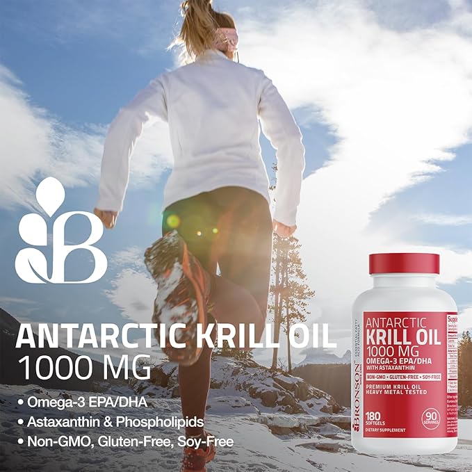 Bronson Antarctic Krill Oil 1000 mg with Omega-3s EPA DHA Astaxanthin and Phospholipids 120 Softgels