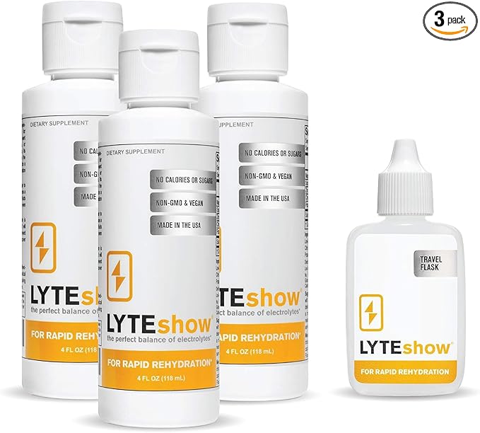 LyteLine LyteShow Sugar-Free Electrolyte Supplement 3 Pack 120 Servings - Keto Friendly Zinc and Magnesium for Rapid Rehydration Workout Muscle Recovery and Energy - Vegan