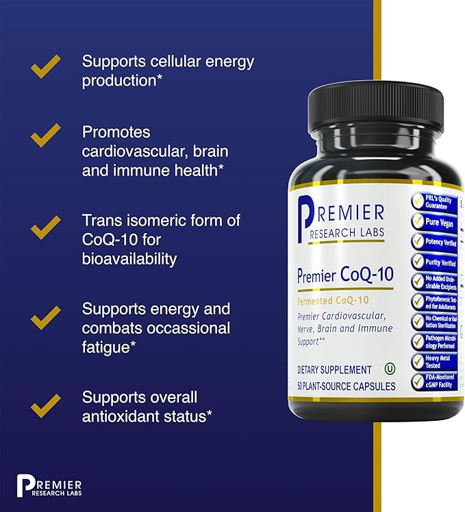 Quantum Nutrition Labs CoQ-10 Qultured - Coenzyme Q10 Co Q 10 Supplement 100mg Capsules for Heart Health Nerve and Immune Support Ubiquinol Co Enzyme Q-10 with Red Algae - 50 Vegetarian Capsules