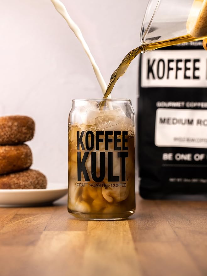 Koffee Kult Half Caff Coffee Whole Bean Dark Roast Half Caffeine Decaf Low Acid Naturally Decaffeinated (12oz Ground)