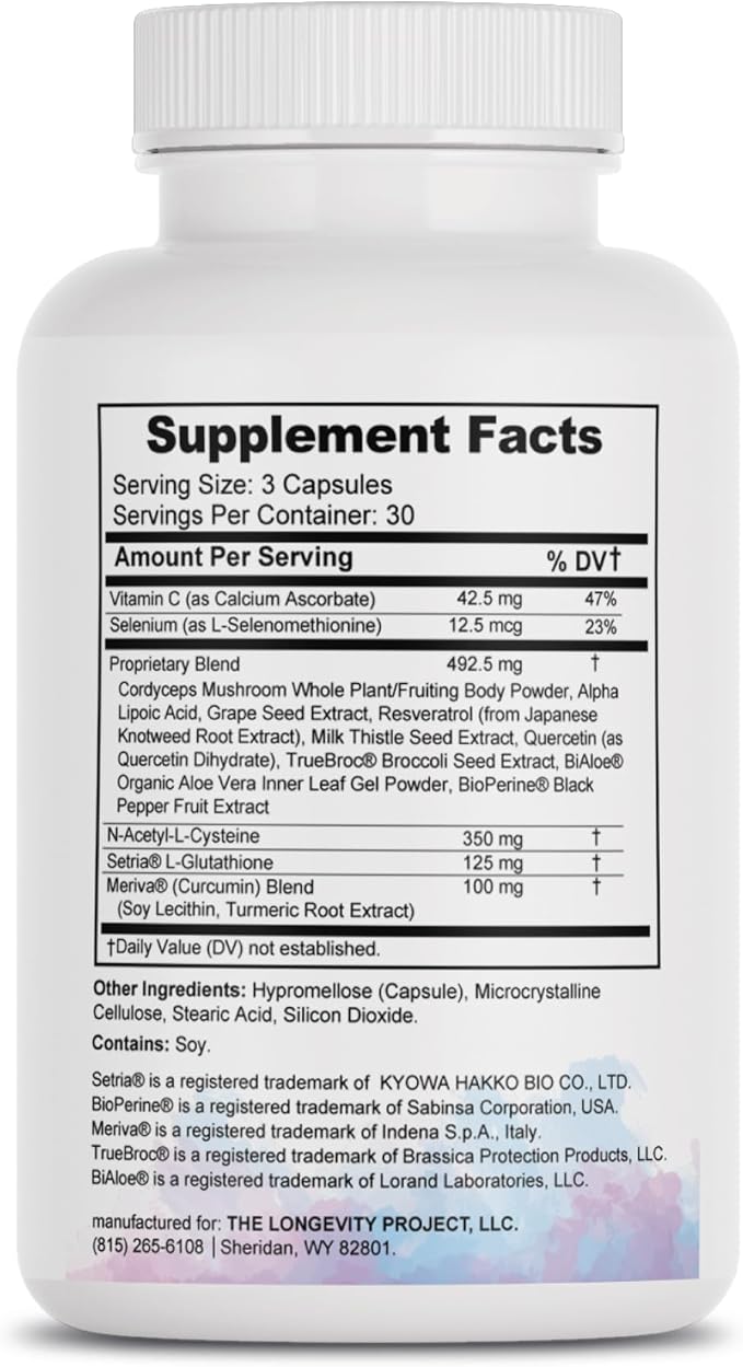 14-in-1 Advanced Absorption Antioxidant Dual-Action Support: Setria® &amp NAC 5 Patented Ingredients for Energy Skin Detox Immune Defense &amp Mental Clarity – 90 Capsules