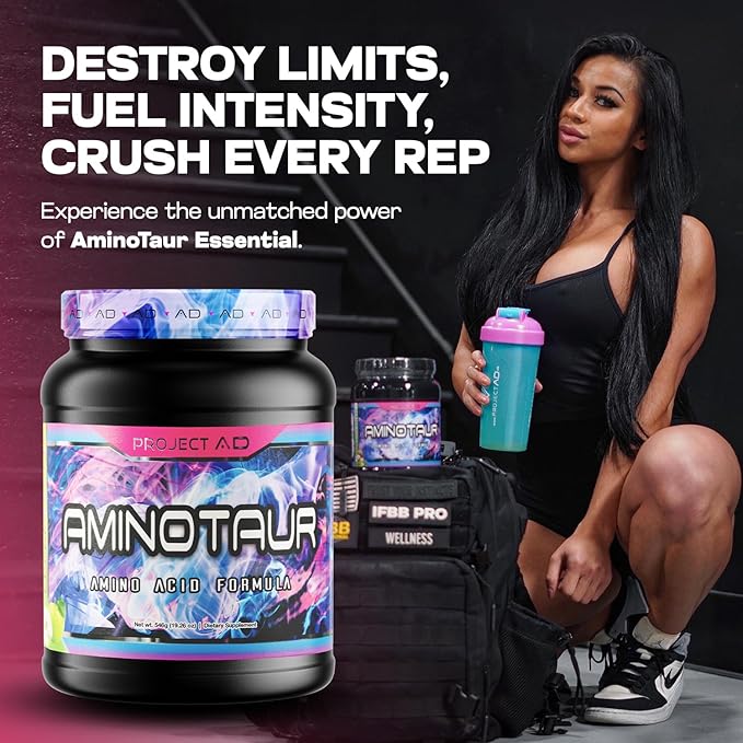 Project AD Aminotaur - Amino Acids with BCAAs Pre Workout Amino Energy BCAA Amino Acids Keto Friendly Coffee Extract Energy Powder (Sour Apple)