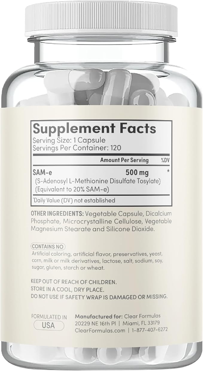 Bioactive SAM-e 500mg - High Strength SAM-e Supplement with Biologically Active SS Form for Liver and Mood Support - Vegan Non-GMO Preservative Free - Made in the US (120 Servings)