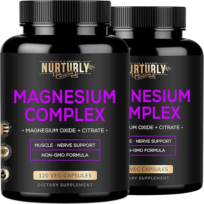 Magnesium Citrate &amp Oxide 500mg Complex Supplement - High Absorption Maximum Strength - Helps Support Bone Density and Strength Muscles Energy and Sleep - 240 Vegan Capsules