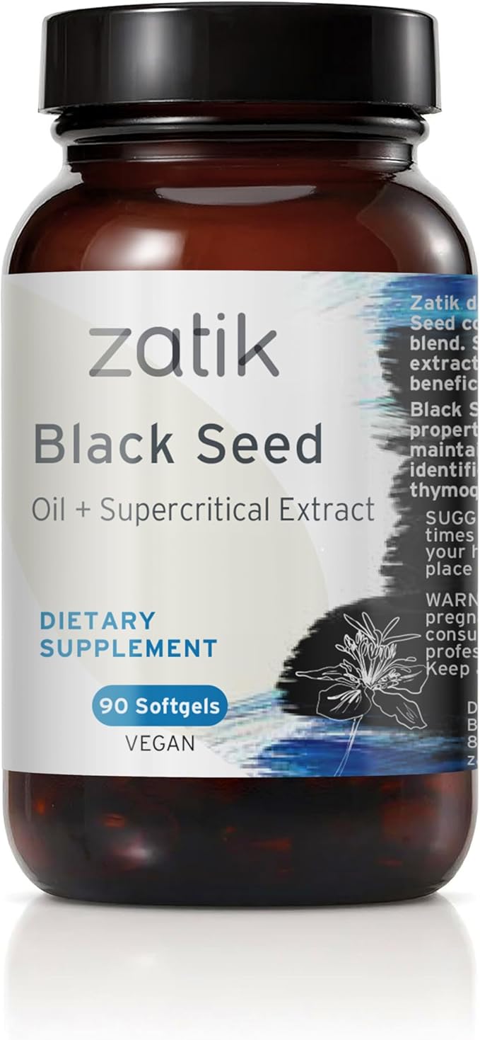 Zatik Naturals - Black Cumin Seed Oil &amp Supercritical Extract Cold Pressed Unrefined USDA Organic Certified Gluten Free Vegan 90 Vegan Softgels