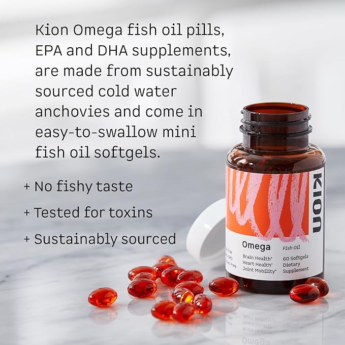 Kion Omega - Omega 3 Fatty Acid Supplements - DHA Supplements - Mini Fish Oil Softgels - Omega 3 DHA EPA Fish Oil Pills - Fish Oil 1000 mg - 30 Servings