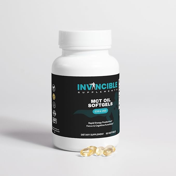 Premium MCT Oil Softgels C8 C10 | Brain &amp Energy Boost | Non-GMO Lab Tested 1100mg Caprylic Acid Keto Friendly Supplement