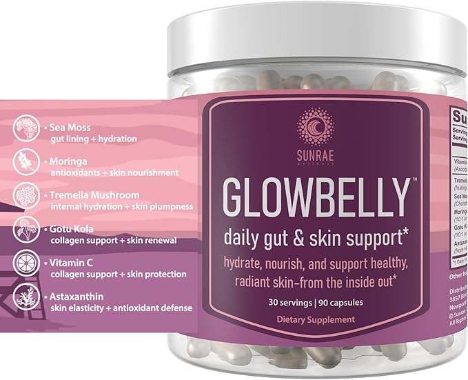 Glowing Skin Supplement with Gotu Kola Moringa Sea Moss Astaxanthin &amp Tremella Mushroom – for Skin Hydration Gut Health Anti-Aging &amp Radiance – 90 Capsules