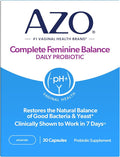 AZO Complete Feminine Balance Daily Vaginal Probiotics for Women Clinically Proven to Help Protect Vaginal Health Helps balance pH and yeast 30 Count