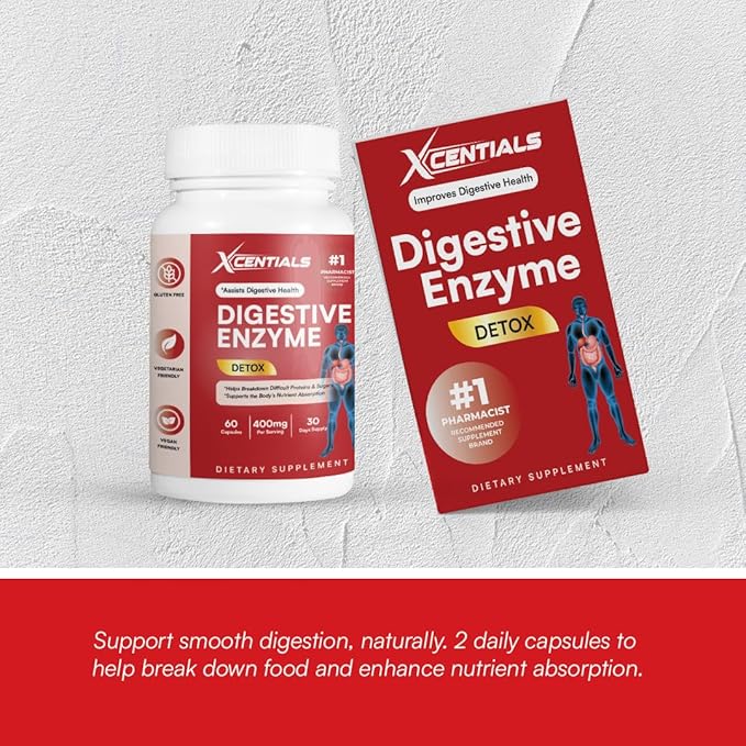 Digestive Enzyme Detox Organic Prebiotics &amp Probiotics for Digestive Health &amp Gut Health 60 Veggie Capsules Gluten Free Vegan Friendly