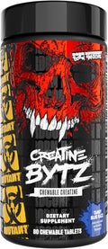 Mutant Creatine Bytz – Sugar-Free Chewable Creatine Tablets for On-The-Go Use – 5g Creatine Monohydrate Per Day – Pre Workout &amp Post Workout Protein Support – 80 Tablets – Tangy Blue Razz