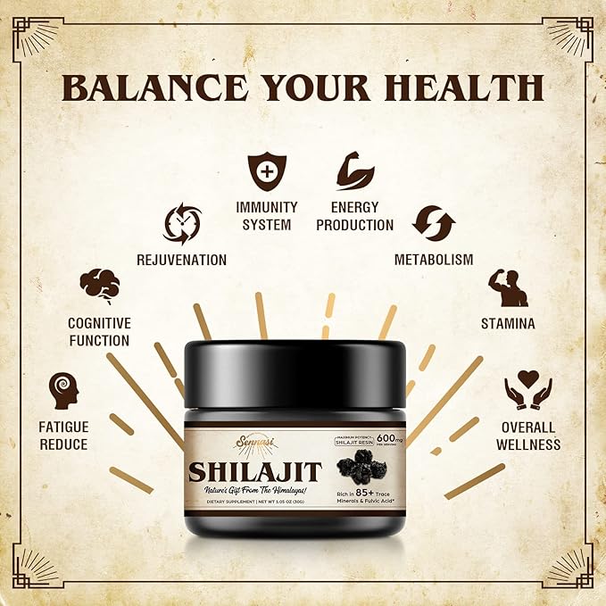 Sennasi Shilajit Pure Himalayan Organic Shilajit Resin - 600mg Maximum Potency Natural Organic Shilajit Resin with 85+ Trace Minerals &amp Fulvic Acid for EnergyImmune Support30 Grams (4 Pack)