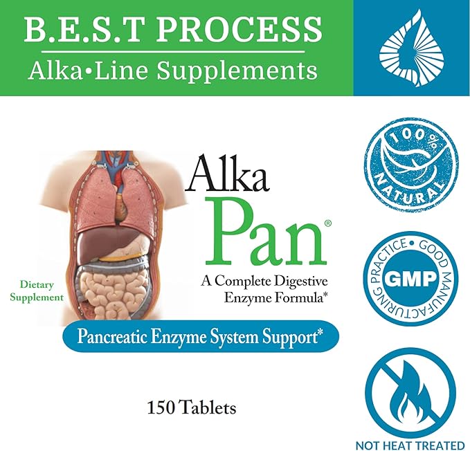 Alka•Pan (3 Pack) Best Process Alkaline — Natural Digestive Supplement — Pancreatic Enzymes with Antioxidant-Rich Superfoods &amp Digestive Herbs