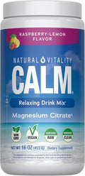 Natural Vitality Calm Magnesium 16oz Powder | Raspberry Lemon Flavored Supplement | Non-GMO Vegan &amp Gluten Free Formula