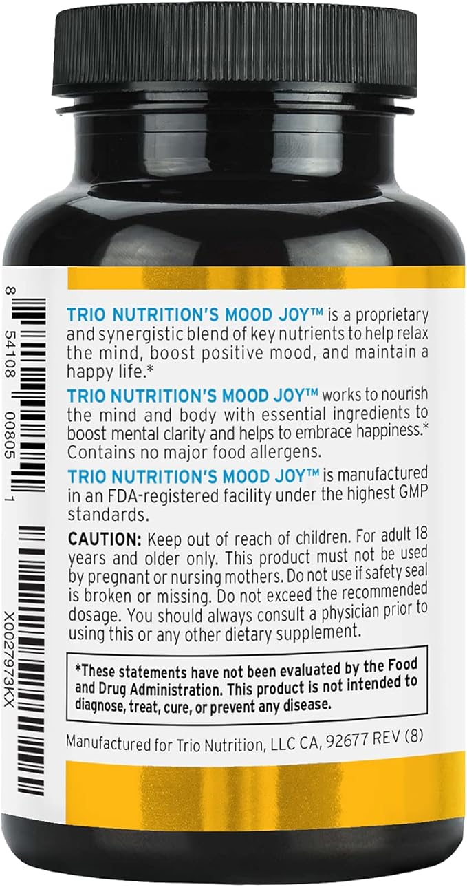 Trio Mood Joy | Premium 5-HTP St Johns Wort Ashwagandha &amp Turmeric | Ashwagandha Capsules to Promote Natural Calm &amp Relaxed Mood | Mood Support Supplement | 60 Day Supply*