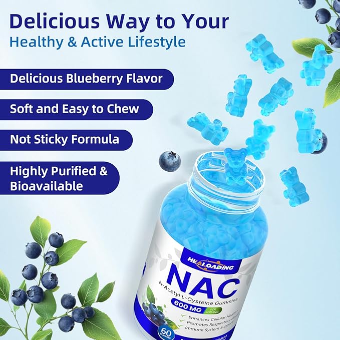 NAC Supplement N-Acetyl Cysteine: NAC Gummies 600MG for Respiratory Health Liver Detox &amp Antioxidant Support 30 Day Supply