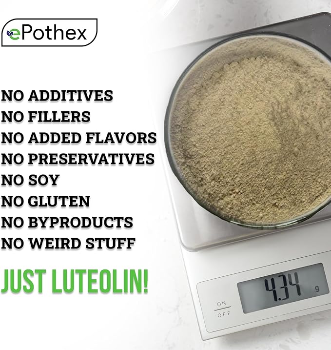 ePothex Pure Luteolin Powder 24 Grams Brain and Nervous System Support Promotes Immune Functionality Maximum Absorption
