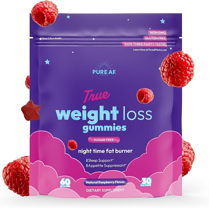 Night Time Fat Burner Gummies Sleep Supplement &amp Weight Loss | Skinny Vitamin | Appetite Suppressant &amp Metabolism Booster | Nighttime Diet Gummies for Women &amp Men